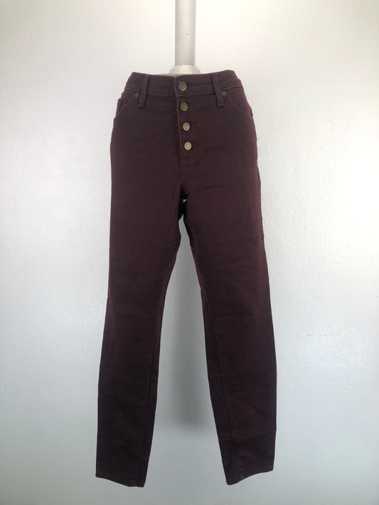 Pantalon Rojo vino Mid Rise Skinny