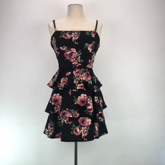 Vestido Negro Con Flores Trixxl