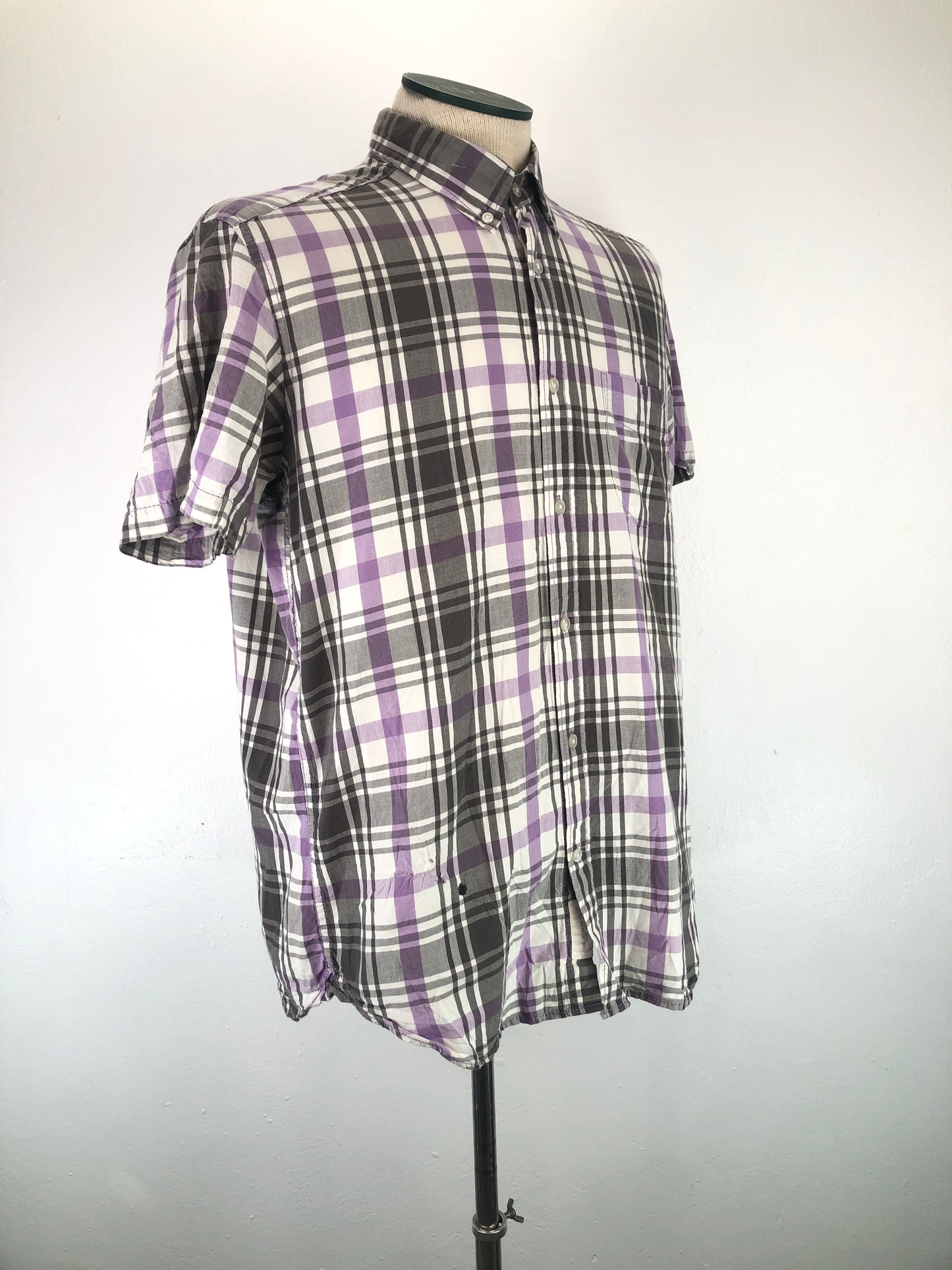 Camisa Gris de Cuadro Regular