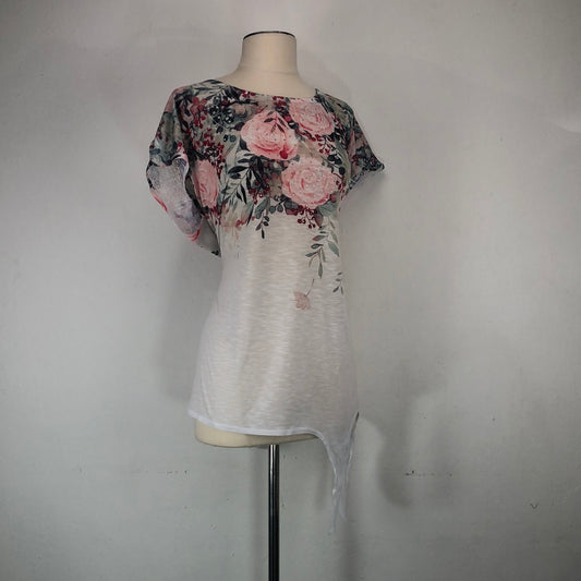 Blusa Blanca Con Flores Time Tru