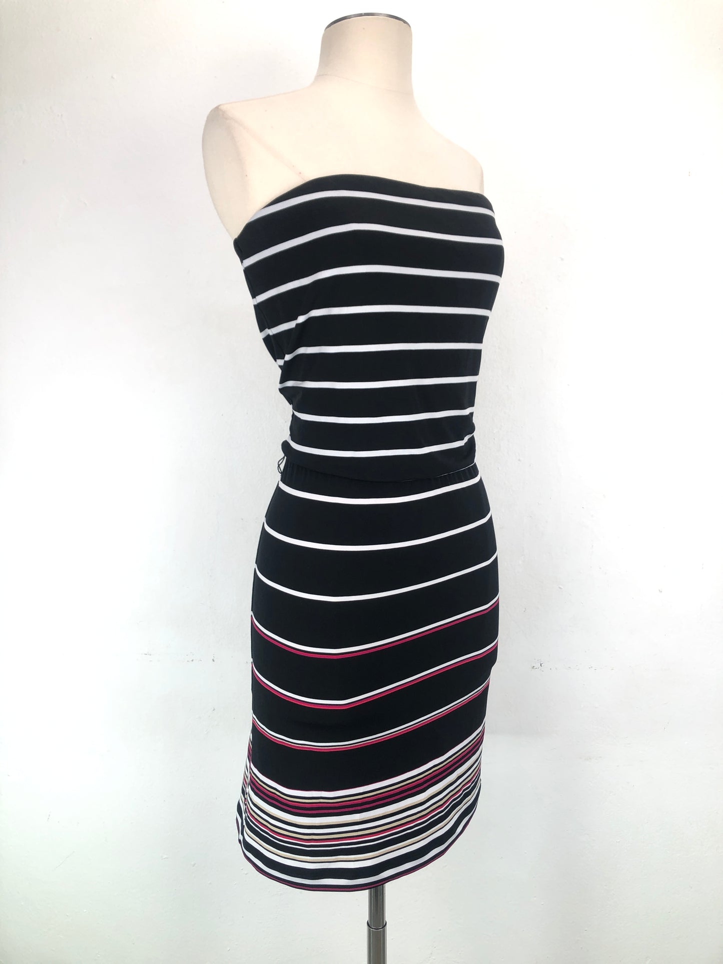 Vestido Negro Rayada White Black