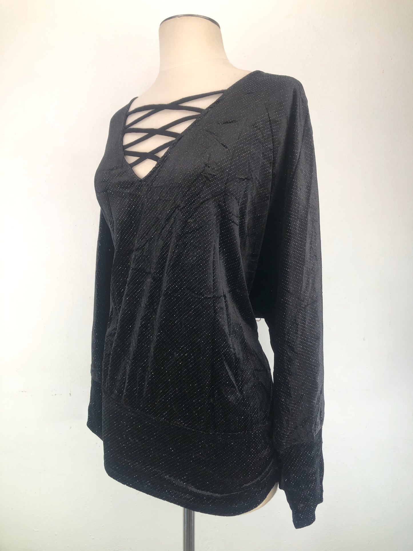 Blusa Negro de Brillo Jennifer Lopez